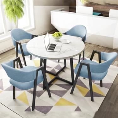 Imagem de Conjunto de mesa e cadeira de clube de recepção de escritório, mesa de negociação, mesa de centro com cadeira, pequenas mesas de conferência, conjunto de mesa de jantar para 4 (cor: 9, tamanho: 31,4