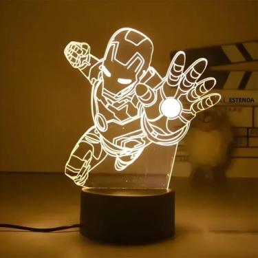 Imagem de Lâmpada LED 3D Do Personagem Ironman Spiderman Da Disney Para Quarto I