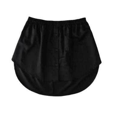 Imagem de Saia Casual Feminina Preta Estilo Coreano Com Barra Falsa E Detalhe De