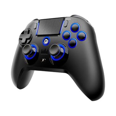 Imagem de QRD N5 Wireless Controller for PS4 Pro Slim PS3 PS2 Steam Deck PC Windows Mac iOS Android TV Box, Halleffect Gamepad Joystick with 3.5mm Audio Port+Speaker+Mic, Macro N1+N2, Turbo Speed Up, N5-AB04
