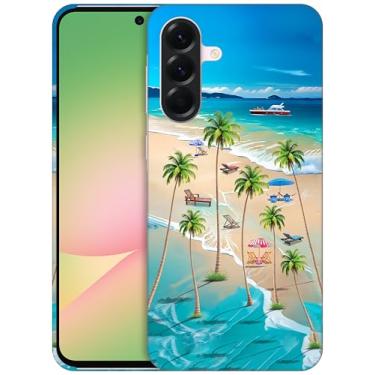 Imagem de GlamCase Capa para Samsung Galaxy A56 5G, Samsung A56 - Design de praia com palmeiras fofas impressas, fina e elegante, plástico rígido de encaixe, capa protetora para telefone traseira/capa para