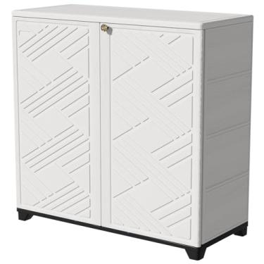 Imagem de KINYING Armário de armazenamento externo à prova d'água, galpão de armazenamento externo de resina de 60 galões para pátio/jardim/quintal, caixa de armazenamento ao ar livre para almofadas