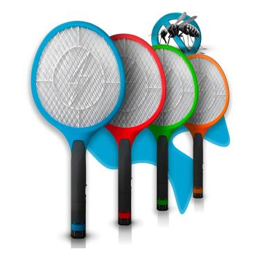 Imagem de Raquete Elétrica Recarregável Bivolt 110/220v Mata Pernilongos, Mosquito e insetos em geral com Botão de Segurança e Led Indicador