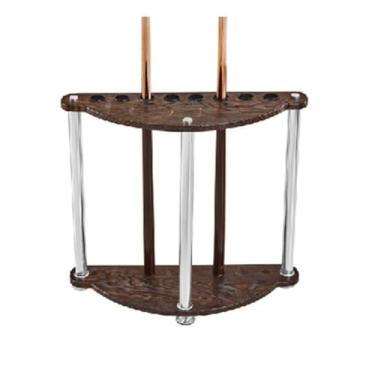 Imagem de Rack multifuncional para tacos de bilhar - Suporte de bilhar composto de madeira maciça ou suporte de parede, comporta 8 a 12 pontas, durável, fácil instalação - design triangular, perfeito para salas