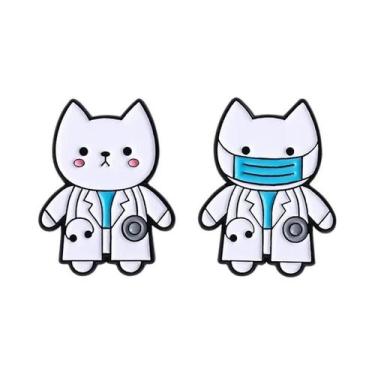Imagem de Broches De Esmalte De Gatos Fofos Com Tema De Doutor, Gatinho Em Casac