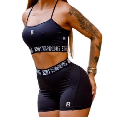 Imagem de Short Fitness Elastic Treino Feminino Academia Boot Training, Preto ed