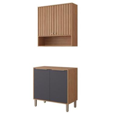 Imagem de Armário Aéreo com Balcão Divina 80 cm Para Cozinha 4 Portas - Loja Doc