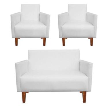 Imagem de Kit Namoradeira 2 Lugares e 02 Poltronas Compactas Jade material sinté