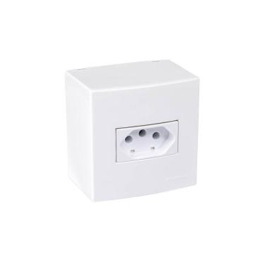 Imagem de Caixa De Sobrepor 75x75 Com Tomada Margirius Sleek 2p+t 20a Branca