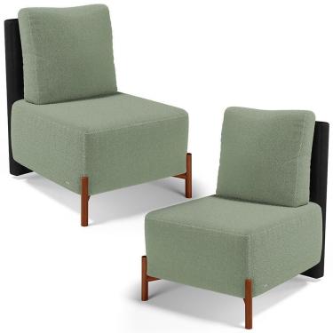Imagem de Kit 02 Poltronas Decorativas Sala De Estar Living Hungria L02 Couríssimo Preto Bouclê Oliva - Lyam