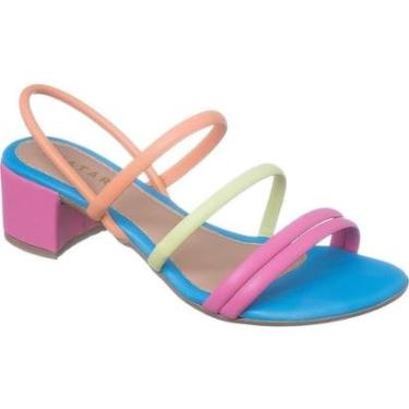 Imagem de Sandália Salto Grosso Colorida Feminina Saltinho Baixo Moda-Feminino