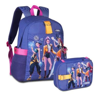 Imagem de Kit Escolar Mochila Estojo Guerreiras Do Kpop Demon Hunters Huntrix Or