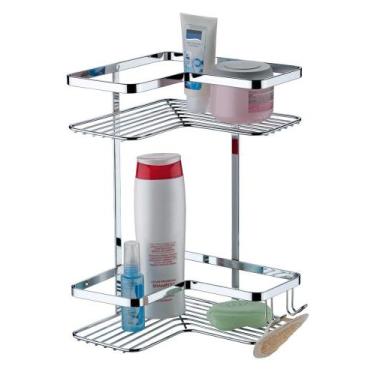 Imagem de Suporte Cantoneira Duplo Porta Shampoo Sabonete Cromado - 1103 Future