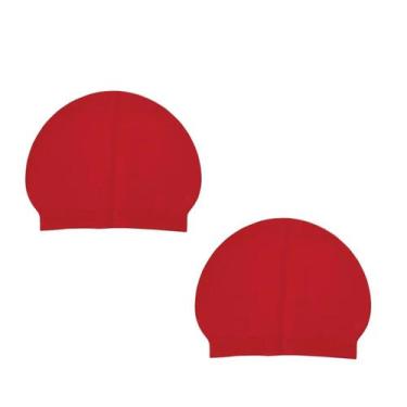 Imagem de Kit 02 Touca De Natação Mor Em Látex Impermeável, Vermelho, Unico, Uni