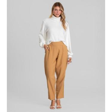 Imagem de Calça Pantalona Feminina Em Alfaiataria Dianna Marrom, G, Marrom