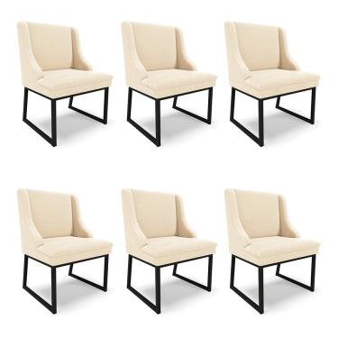 Imagem de Cadeira Sala de Jantar Industrial Preto kit 6 Liz Bouclê D03 - D'Rossi