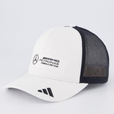 Imagem de Boné Adidas Trucker Mercedes Branco e Preto, M/G