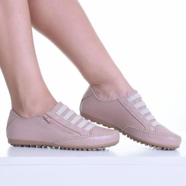 Imagem de Tênis Feminino Mocatênis Nude com zíper Izabela Araújo Couro, Nude, 37