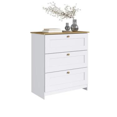 Imagem de Cômoda 3 Gavetas 80cm CM4300 Branco/Ipê - Decibal