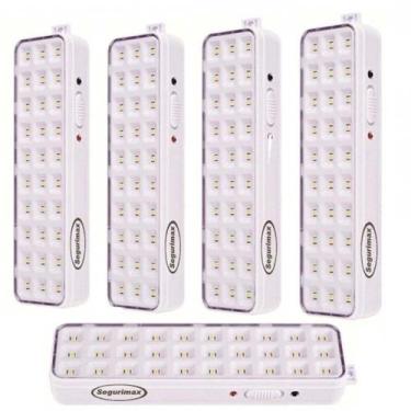 Imagem de Kit C/ 5 Luminária Luz De Emergência Recarregável 30 Led Segurimax