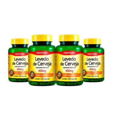 Imagem de Kit 04 Levedo de Cerveja 450mg 120 Capsulas Maxinutri