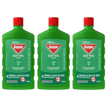 Imagem de Kit 3 Baygon Líquido Ação Total Barata Insetos 475ml