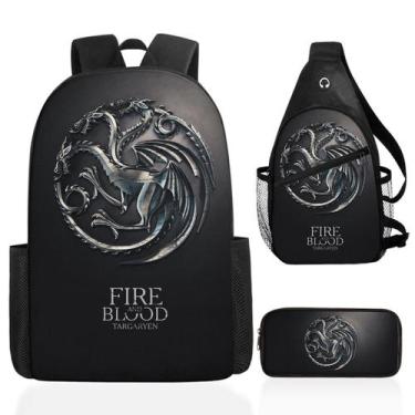 Imagem de Conjunto de mochilas de anime Games of Thrones, 3 unidades para crianç
