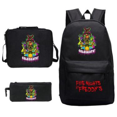 Imagem de Conjunto de mochilas escolares: mochila Five Nights com lancheira e bo