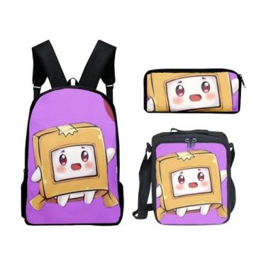 Imagem de Conjunto de mochilas Lankys Boxs Mochila escolar de anime com lancheir