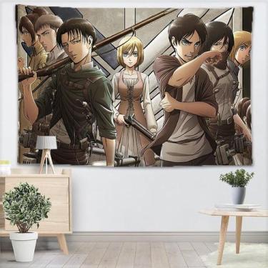 Imagem de Tapeçaria para decoração de parede Art Attack on Titans 130x150cm - yi