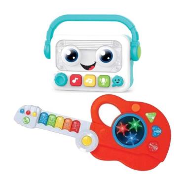 Imagem de Kit Brinquedos Musicais Infantil Guitarra Piano Tambor e Gravador - Br