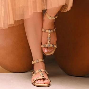 Imagem de Sandália Fivela Feminina Rasteira Confortável Luxo na Moda Promoção En
