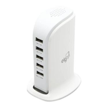 Imagem de Carregador De Mesa Universal Elg Tc5S Com 5 Usb Branco