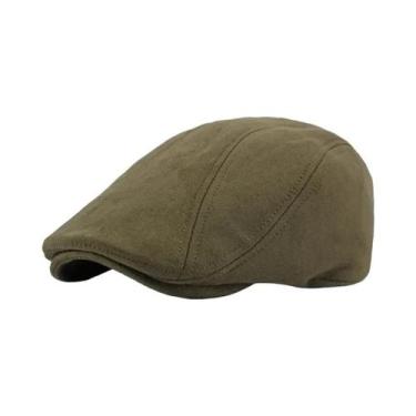 Imagem de Boina Unissex De Camurça Estilo Newsboy Com Aba Reta, Chapéu Casual Vi