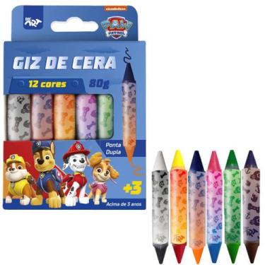 Imagem de Giz de cera ponta dupla patrulha canina 12 cores 4746 - dac