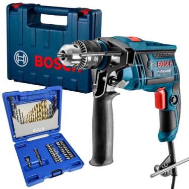 Imagem de Furadeira de Impacto GSB 13 RE com Maleta BOSCH e Kit Brocas e Pontas 