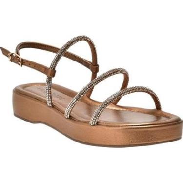 Imagem de Sandália Papete Plataforma Strass Verão Tendência Moda 182-005 Via Marte Cobre-Feminino