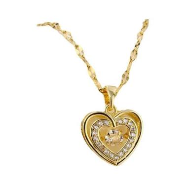 Imagem de Colar Feminino Com Pingente De Cristal Zircônia Banhado a Ouro 18K E C