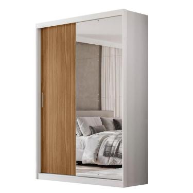 Imagem de Guarda Roupa Casal Riva 2 Portas Deslizantes 4 Gavetas MDF Branco-Amêndola Demóbile