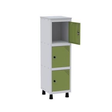 Imagem de Mini Roupeiro De Aço Pandin Mt Com 3 Portas Cinza-verde Miró