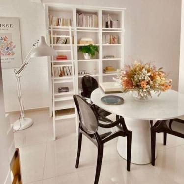 Imagem de Mesa De Jantar Cone 150 Cm Tampo De Vidro Laca Branca Branco