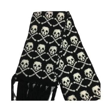 Imagem de Cachecol Gótico De Halloween Com Caveira, Borlas De Acrílico Pretas, E