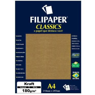 Imagem de Papel Kraft A4 Filipaper Classics 180g 50 folhas Natural - FILIPERSON