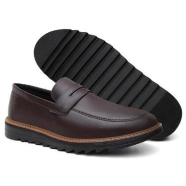 Imagem de Sapato Masculino Mocassim Oxford Lux Sem Cadarço Solado Slip On Tratorado Borracha-Masculino