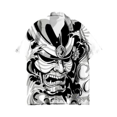 Imagem de Camisa Casual De Verão Masculina Oversized Com Estampa 3D De Tatuagem 