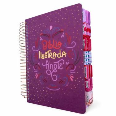 Imagem de Bíblia Ilustrada Anote Rosa Brilhante Com Abas Adesivas Coladas - CENT