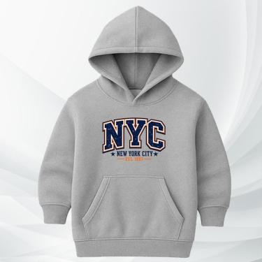 Imagem de Blusa Moletom Infantil NYC New York City Moleton Com Capuz Flanelado Confortável College Inverno-Unissex
