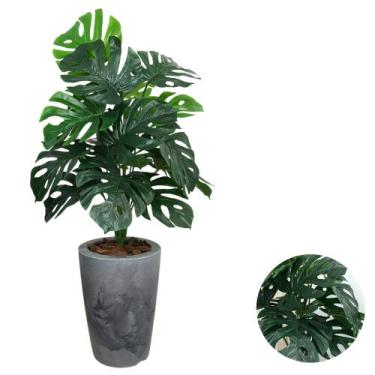 Imagem de Planta Artificial Costela De Adão Com Vaso Marmorizado - - PlantaImpor