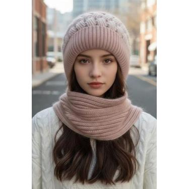 Imagem de Gorro Touca Forrada C/ Cachecol Fixo Lã Quente Frio Inverno - Modas Fa