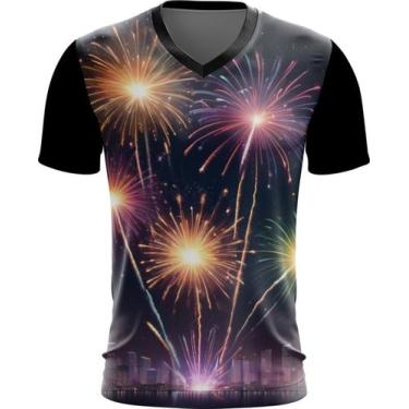 Imagem de Camiseta Gola V Fogos de Artifício Rojões Ano Novo 2 - Kasubeck Store®